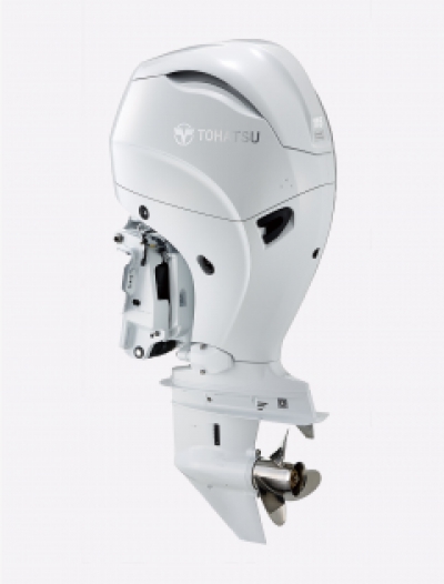 115HP TOHATSU Extra Long Shaft EFi Power Tilt Remote Control 4-Stroke 2.0L Outboard Motor in BELUGA WHITE with 2-4-1 Performance Tuned Exhaust image