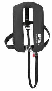 Besto Comfort Fit Inflatable Life Jacket MANUALBLACK/GREY with HARNESS 40Kg+ 165N image