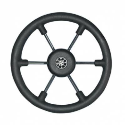 Steering Wheel Stainless Steel Soft Grip Black 330mm image