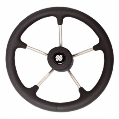 Steering Wheel Stainless Steel Firm Grip Black 350mm image