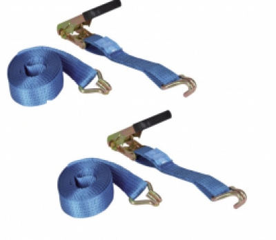 TWIN PACK 2x Talamex Tie Down Ratchet Strap with J Hook 50mm x 8M image