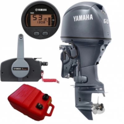 60HP Yamaha F60HETL EFi 4 Stroke Power Trim Outboard with 5 Years Warranty, 703 Remotes, Gauges, 25L Tank & Line image
