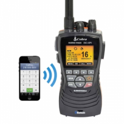 Cobra Floating HANDHELD VHF LCD MARINE RADIO with GPS & BLUETOOTH 12V & Mains Charger HH600 image