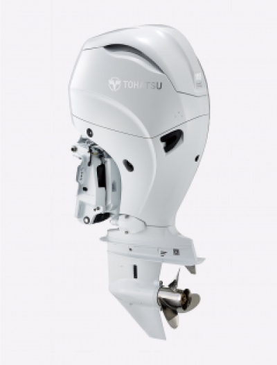 115HP TOHATSU Long Shaft EFi Power Tilt Remote Control 4-Stroke 2.0L Outboard Motor in BELUGA WHITE with 2-4-1 Performance Tuned Exhaust image