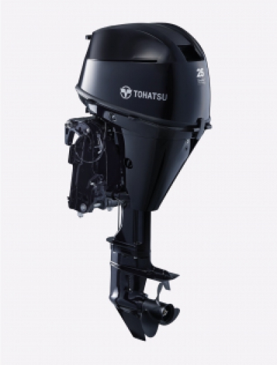 NEW LIGHTWEIGHT MODEL!!! 25HP Tohatsu Long Shaft EFi Power Tilt Remote Control 4-Stroke Outboard Motor with 25L Tank & Line image