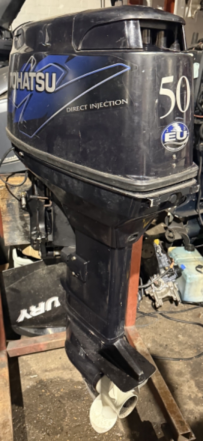 2007 50HP TOHATSU MD50B TLDI Direct Injection 2 Stroke Long Shaft Power Trim Outboard Remotes Gauge Low Hours! image