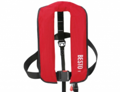 Besto Inflatable Life Jacket MANUAL RED with WAISTBELT 40Kg+ 165N image