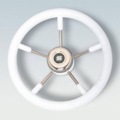 Steering Wheel Stainless Steel Soft Grip White 350mm image