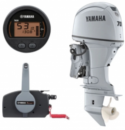 70HP Yamaha F70LB EFi 4 Stroke Power Trim Outboard in White with 5 Years Warranty, 703 Remotes, Gauges, 25L Tank & Line image