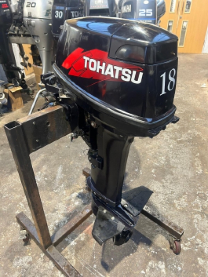 18HP TOHATSU Long Shaft Electric Start 2 Stroke Outboard Serviced with Remotes image