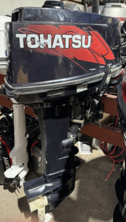 30HP TOHATSU 2 Stroke Long Shaft Electric Start 2 Stroke Remote Control Outboard Motor 2006 Model Fully Serviced with Remotes image