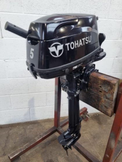 5HP TOHATSU LONG SHAFT 4 Stroke Tiller Control Outboard Serviced with 12L Tank & Line 2019 image