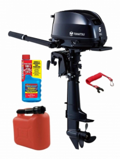 5HP Tohatsu Short Shaft 4-Stroke Outboard Motor with Internal Fuel Tank Latest Model! Store 3 Ways! image