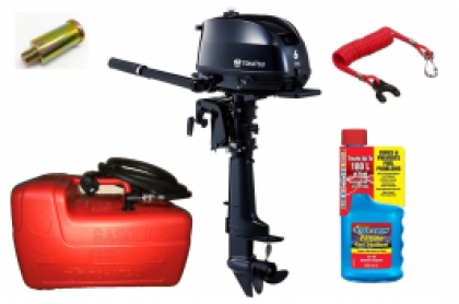 6HP Tohatsu Short Shaft 4-Stroke Outboard Motor with 12 Litre External Fuel Tank Latest Model! Store 3 Ways! image