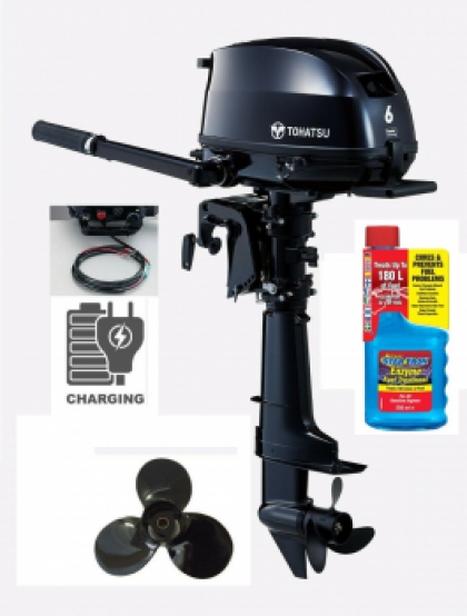 6HP Tohatsu SAIL PRO Short Shaft High Thrust 4-Stroke Outboard Motor with 12v Charging Latest Model! (ENGINE ONLY - NO TANK) image