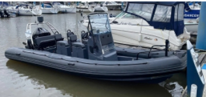 2024 7.0M Zodiac Pro 7 Rib in Black with Neoprene (Hypalon) Tubes 200HP V6 Mercury 4 Stroke 3.4L Outboard Fusion Sound GPS Nav VHF image