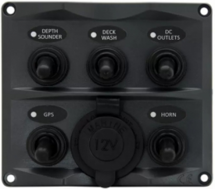 5P Toggle Switch Panel With 12V Cig Lighter Socket image