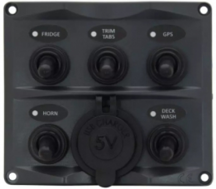 5P Toggle Switch Panel With 5v USB Socket image