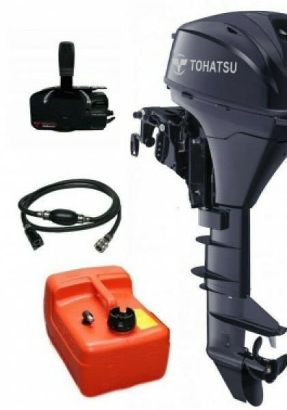 8HP Tohatsu Long Shaft Electric Start Remote Control 4-Stroke Outboard Motor with 12L Tank & Line image